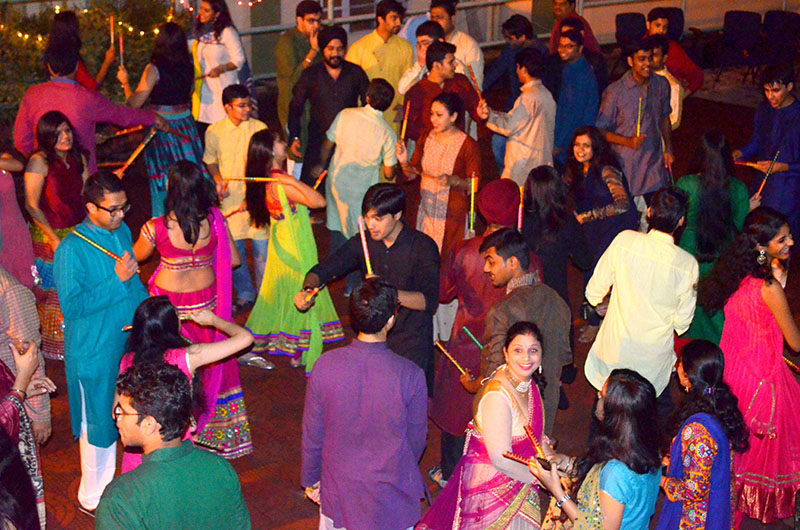 The participants indulge in a night of Dandiya